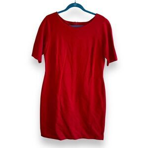 Talbots Crimson Red L/S V-Neck Knit Dress Sz 10